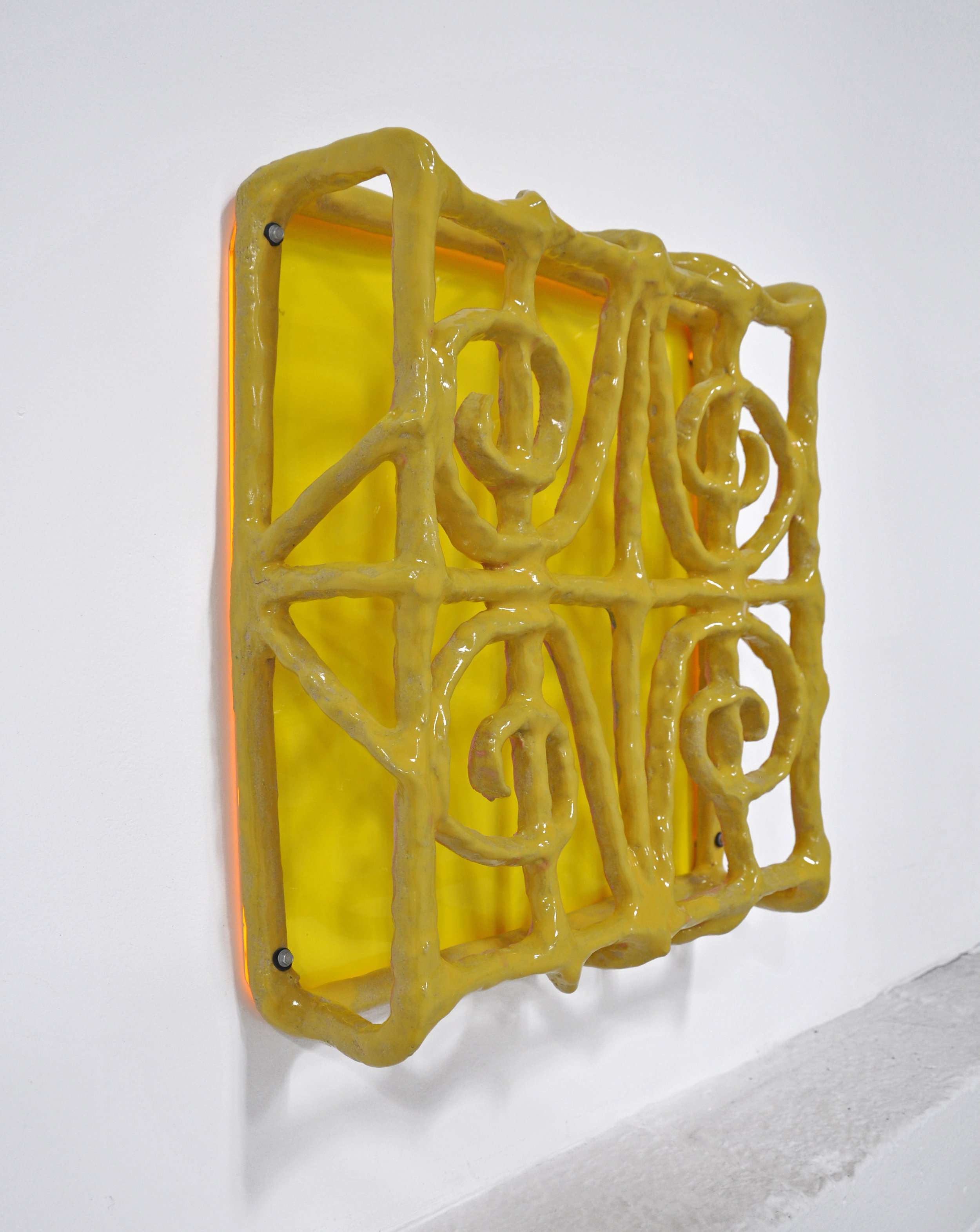 "ISOLATIONISM VIII", Glazed ceramic and plexiglass, 18.5 x 5 x 19 in, 2019