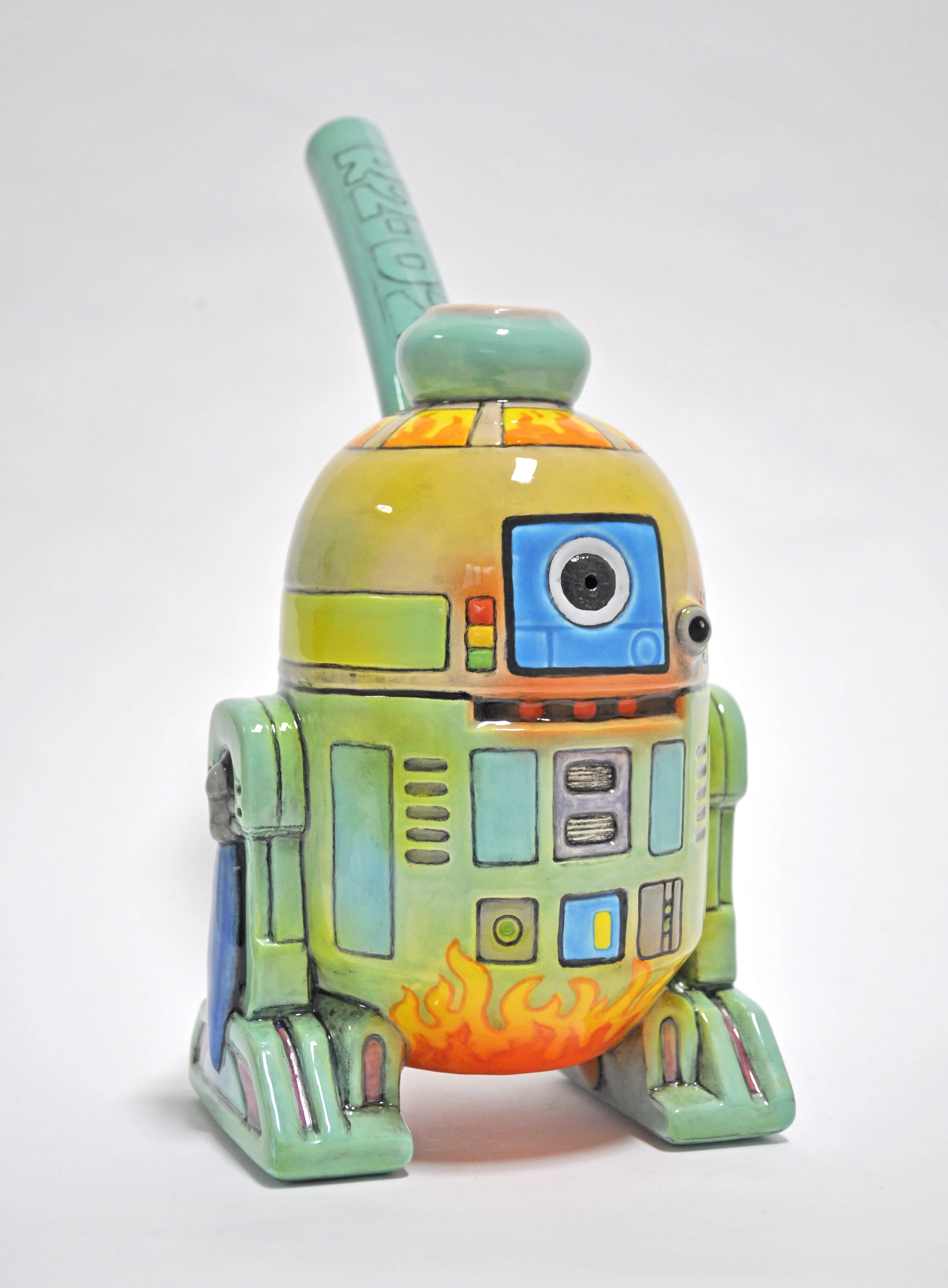 John De Fazio, "R2D2", glazed ceramic, 12 1/2 x 9 x 6 1/2, 2018