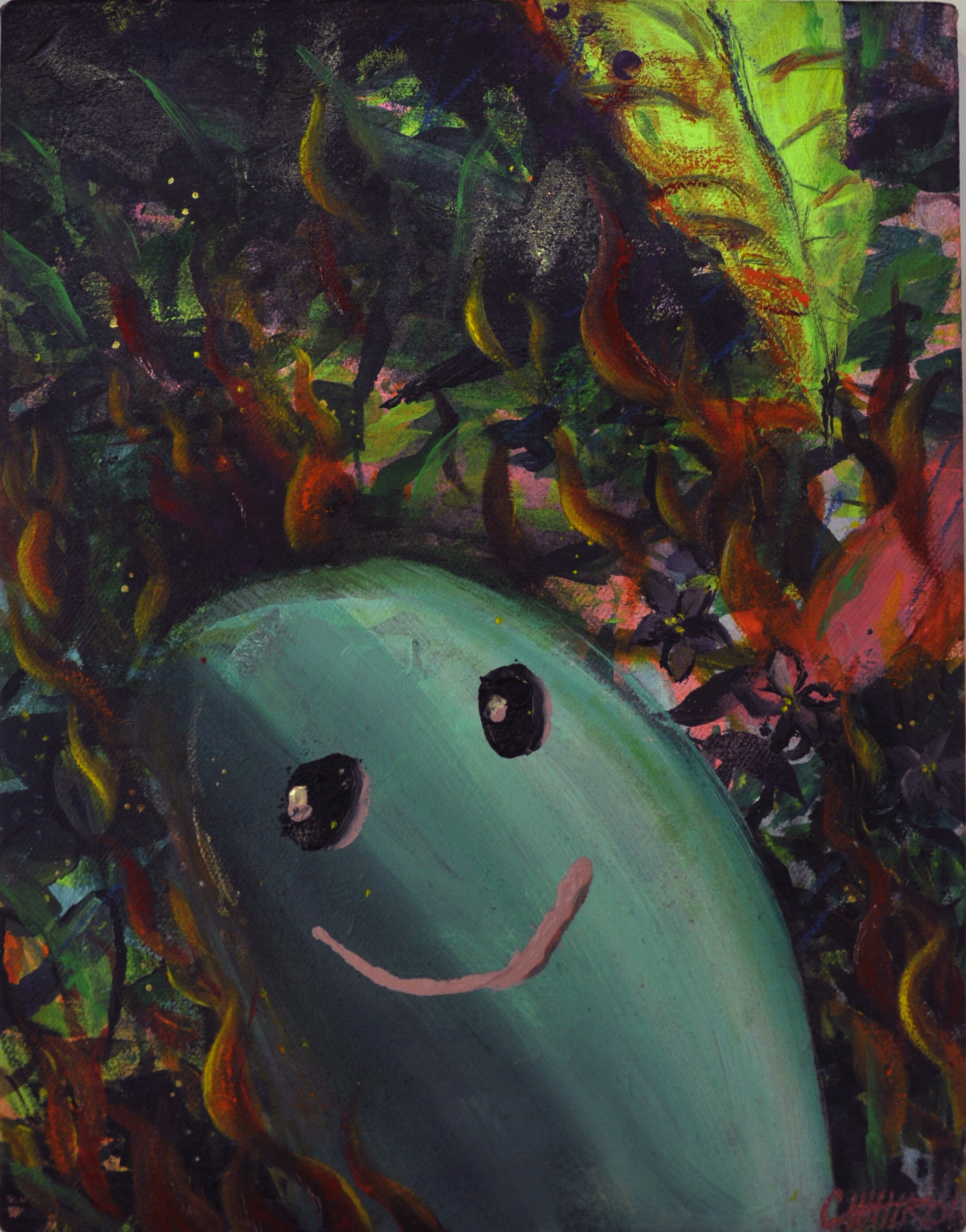 Chihiro Suzuki Hashimoto, "Ophelia (Girl on Fire)", Acrylic on canvas, 11" x 14", 2019, $300