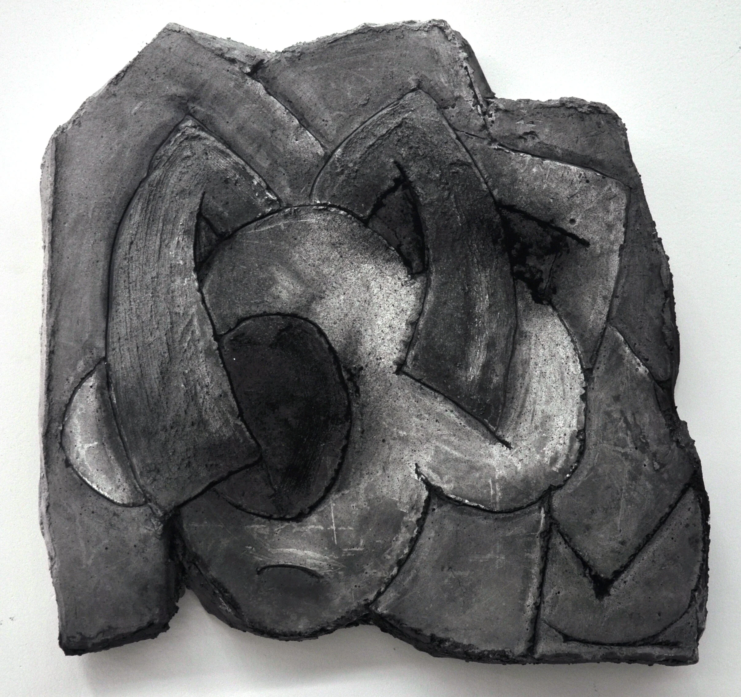 Erik Bender, "Walldog", Plaster and graphite on panel, 2019, 12" x 12", $800