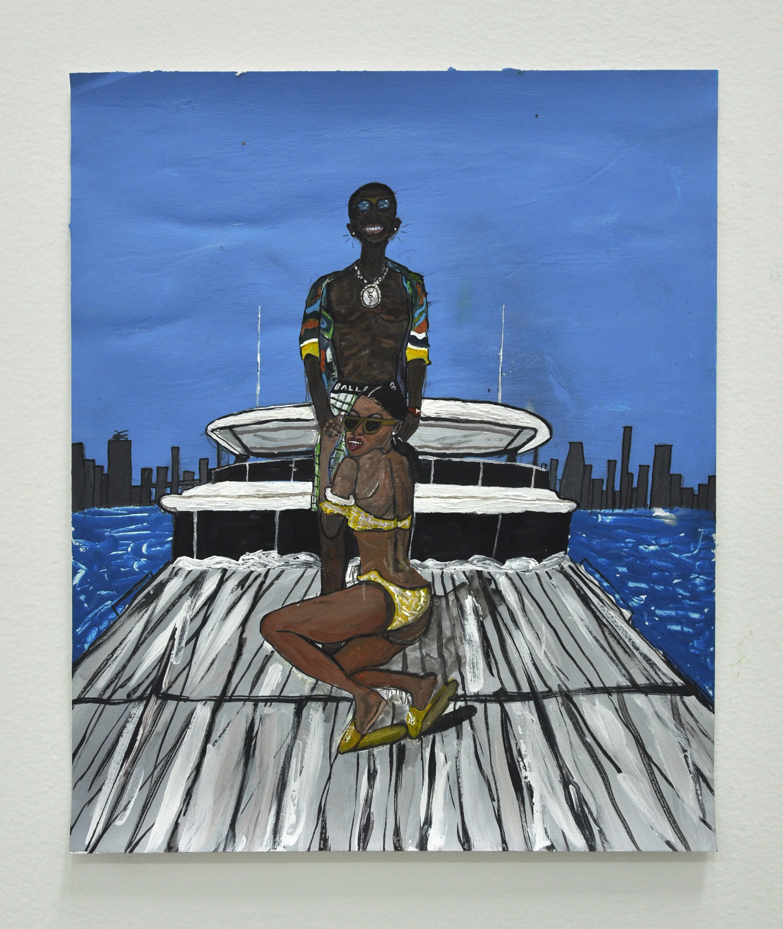 YARROW SLAPS GUCCI &amp; KEYSHIA, 14” X 17”, ACRYLIC AND INK ON PAPER, $1100