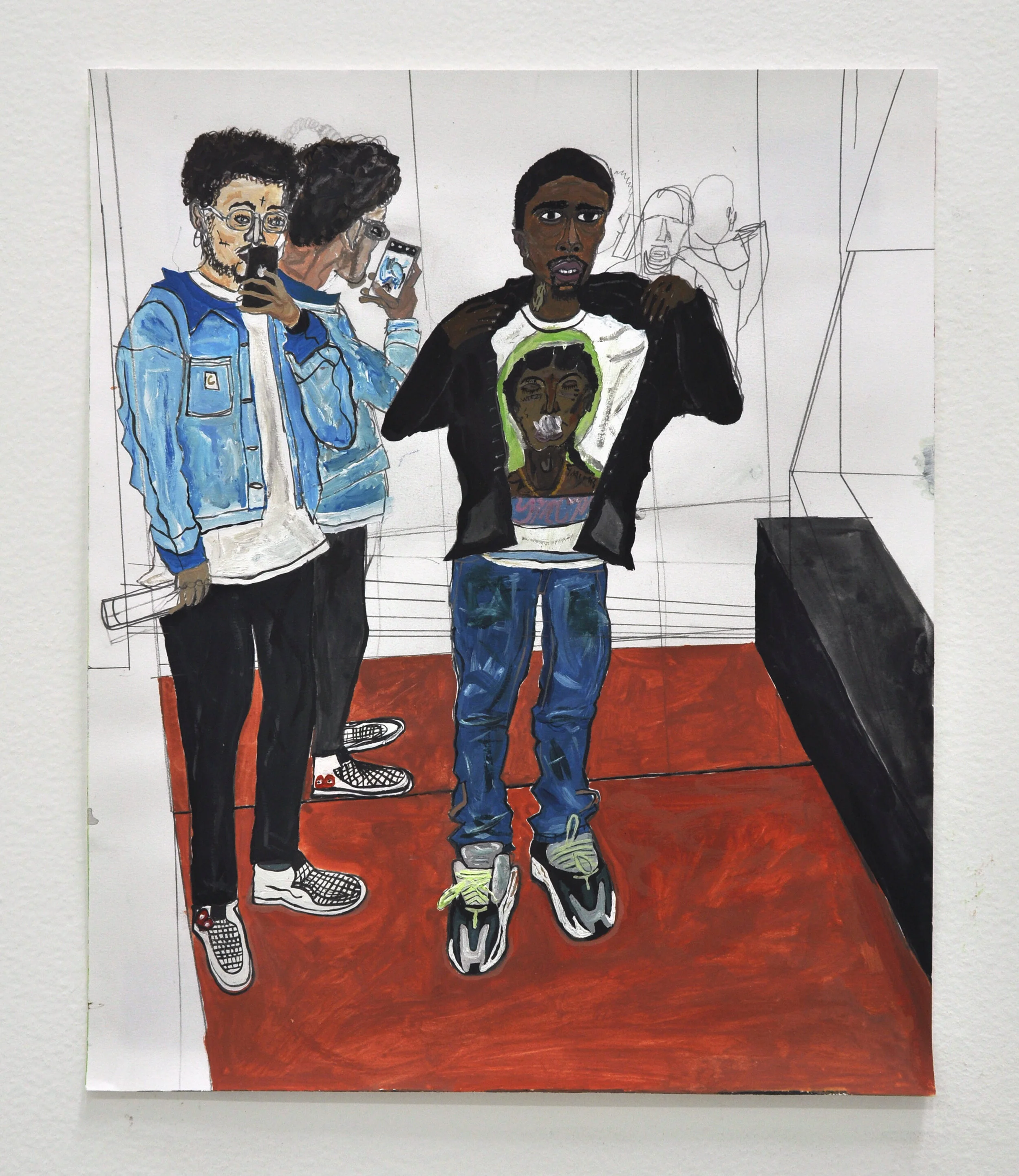 YARROW SLAPS WAVY, 14” X 17”, ACRYLIC, INK, AND PENCIL ON PAPER, $1100