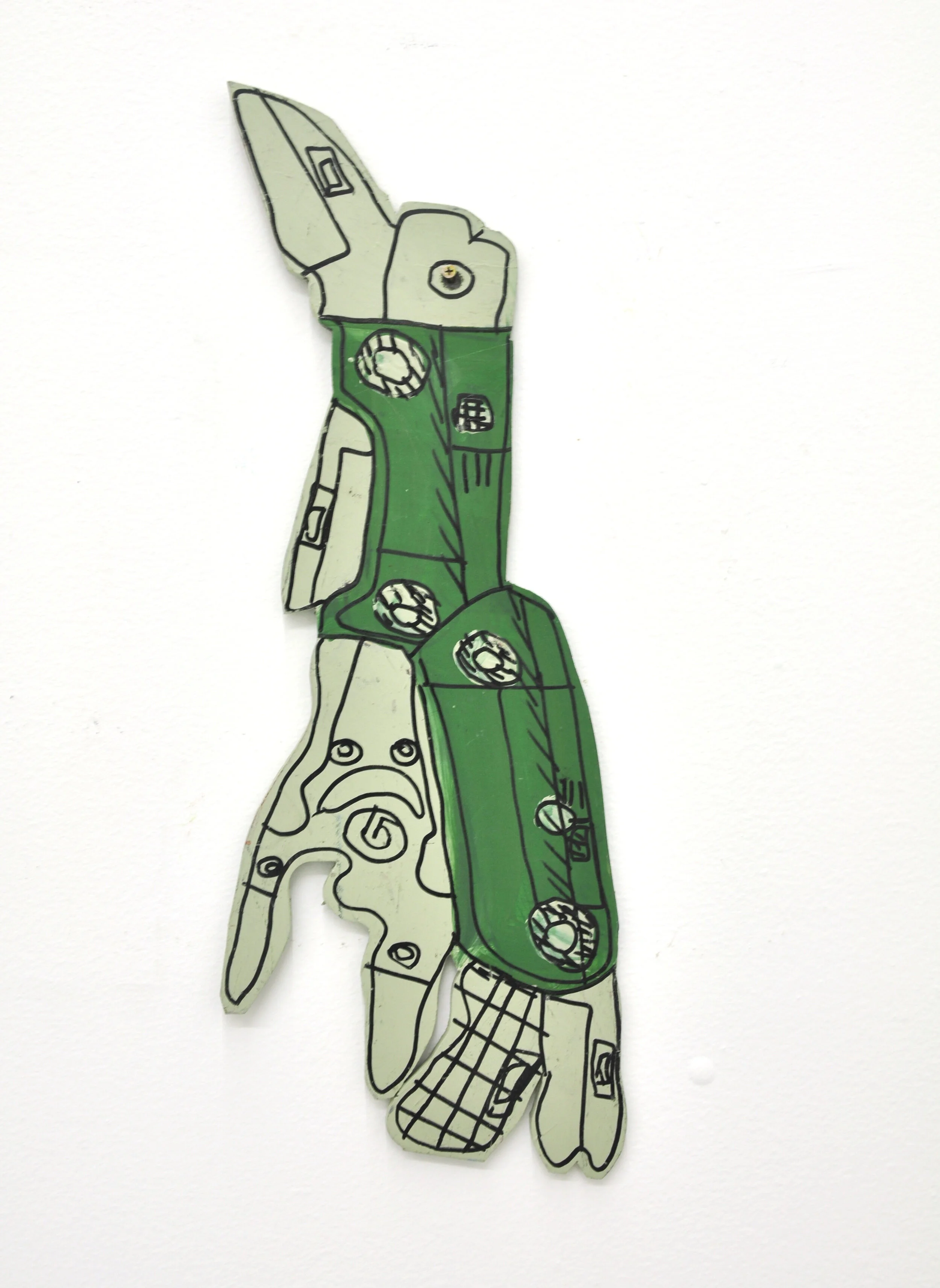 John Martin Acrylic &amp; Ink on Wood 24” x 1/2” x 13”, $500