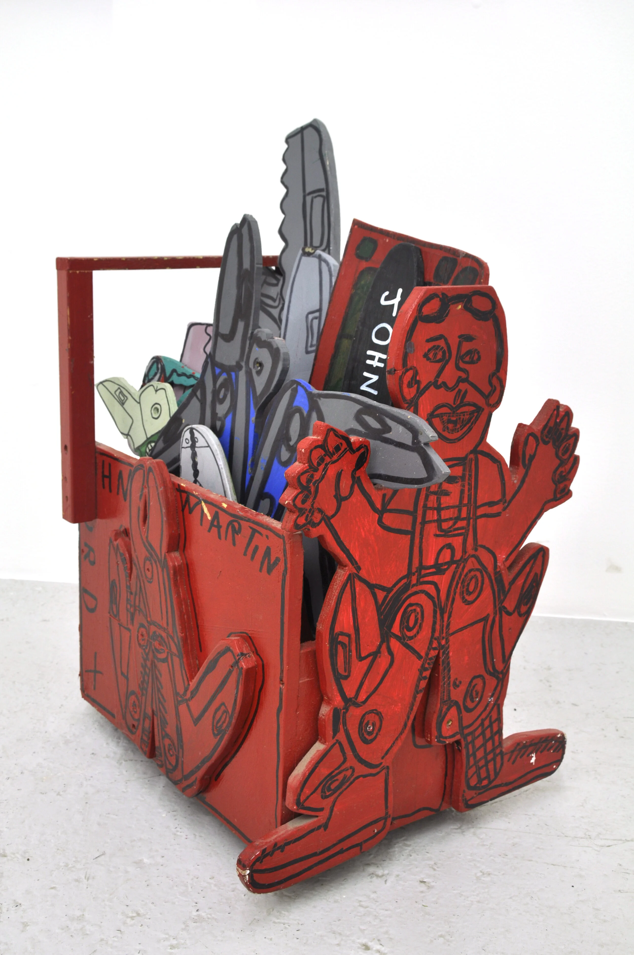 John Martin Acrylic &amp; Ink on Wood 27 1/2” x 20 3/4” x 23”, $3,000 (toolbox only)