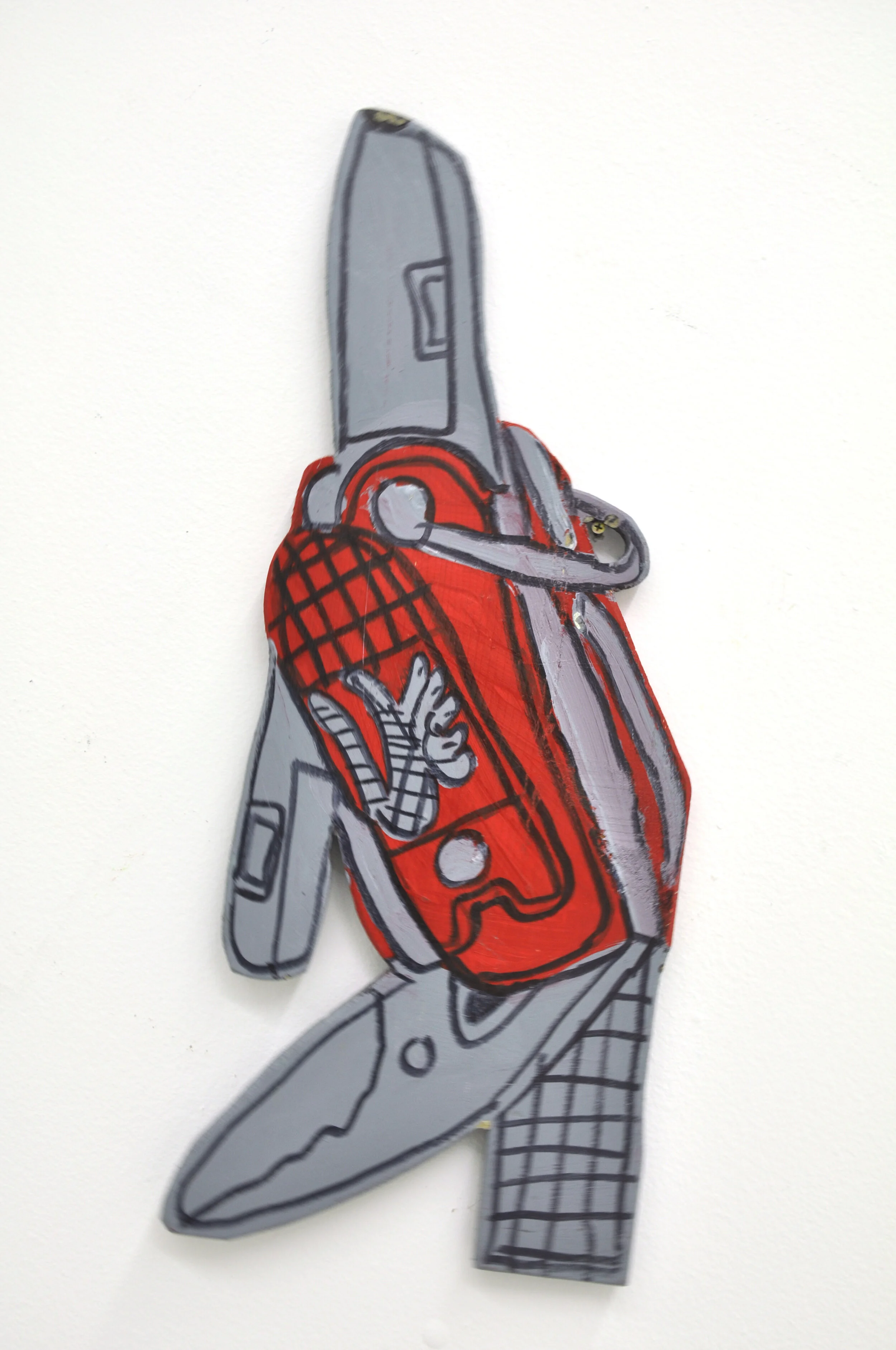 John Martin Acrylic &amp; Ink on Wood 27” x 3/4” x 11 1/4”, $500