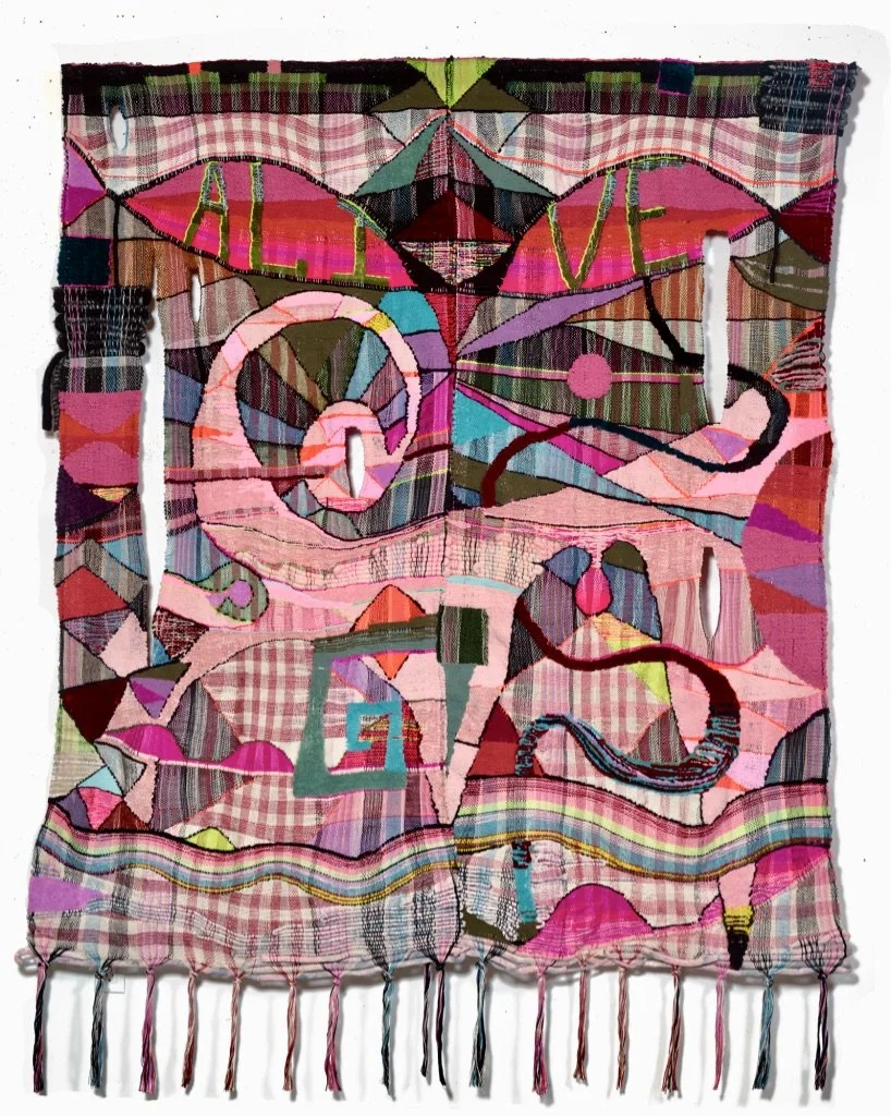 3)	I Prefer Nonfiction, 86” x 78”, wool, acrylic, cotton, metallic, chenille, fibers 2021. $32,000