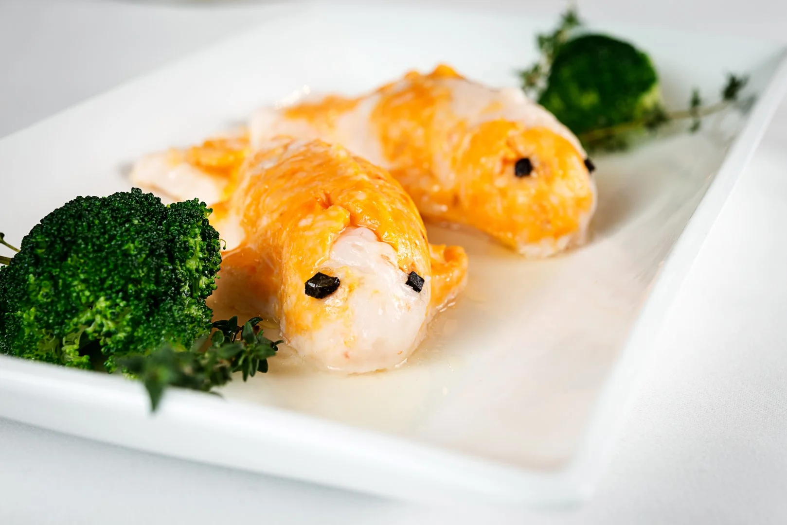 Crab meat, crab roe, cod cake