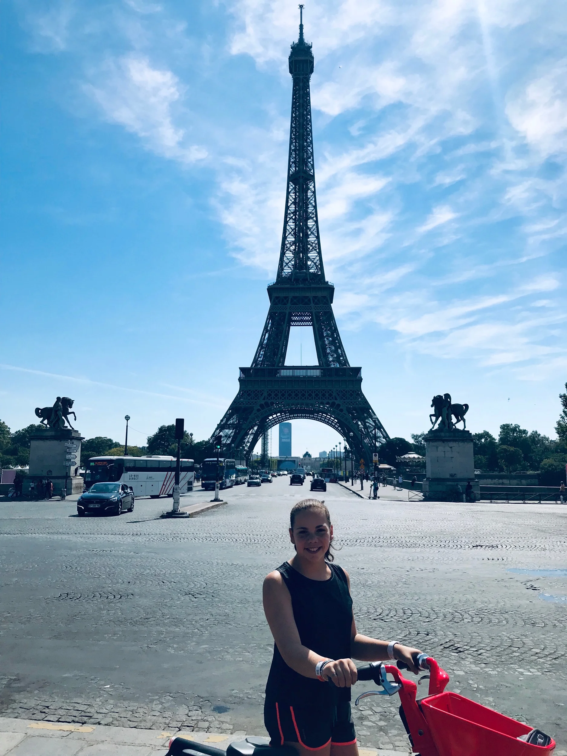 Today was a very big day! We all set an alarm for 8am, so we could head to the Eiffel Tower before all the crowds and the heat. Ben had already run there and back before we’d even got up. Mum and I jumped on Uber bikes at 8:30am and rode 40 minutes, 7 km to the Eiffel Tower, while the others got an Uber. It was so exciting when we saw the tower at first glimpse! We met Dad, Polly and Audrey at the tower in the line at 9:30am and made our way up the stairs from the ground level to level 1, having break and then onto level 2 - 674 steps in total. We then lined up to get the lift to the top. We took some photos and then head back down again, which my that stage it was 1130am and we were starving, actually hangry! We reached the bottom, and got some pastries and water which brightened the mood. We then all hired bikes (Audrey and Dad on a scooter) and rode to a creperie for lunch, which were delicious! Dad and Audrey then scootered to Arc de Triomphe whilst we walked there which only took 15 minutes. We were all getting very hot and were getting tired after the epic Eiffel Tower morning. We walked a few blocks down Champs Elysees and then split off to head to Montmartre. Mum and I on a 40 minute Uber bike ride and the others in an Uber. We reconciled at Starbucks opposite Moulin Rouge for a quick refreshing drink. It was already 3pm and we were so tired. A quick walk around Montmartre, up and down the streets and then we all got an Uber back to the hotel while Ben stayed longer to walk around and meet us 30 minutes later. We got back at 5pm and Mum made up nail appointments for us girls, at 6pm so not a lot of time to rest and shower, it was quite a rush, then off to the nail salon. Ben headed to the Barber for a haircut and we had our nails done 6-730pm. We all had great manicures! Polly and I even got nail art and crystals as well! One of the best manicures ever! We met Ben at 8pm at Bofinger which was AMAZING. Fancy, typical French bistro, terrific food and service. We had all the typical foods - snails, french onion soup, bread with loads of butter, steak frites, flamed kidney and for desert grand mariner scuffle, cremebrule and more. I actually friend snails for the first time, and loved them! We were all in bed by 10pm, exhausted! What an amazing but tiring day!