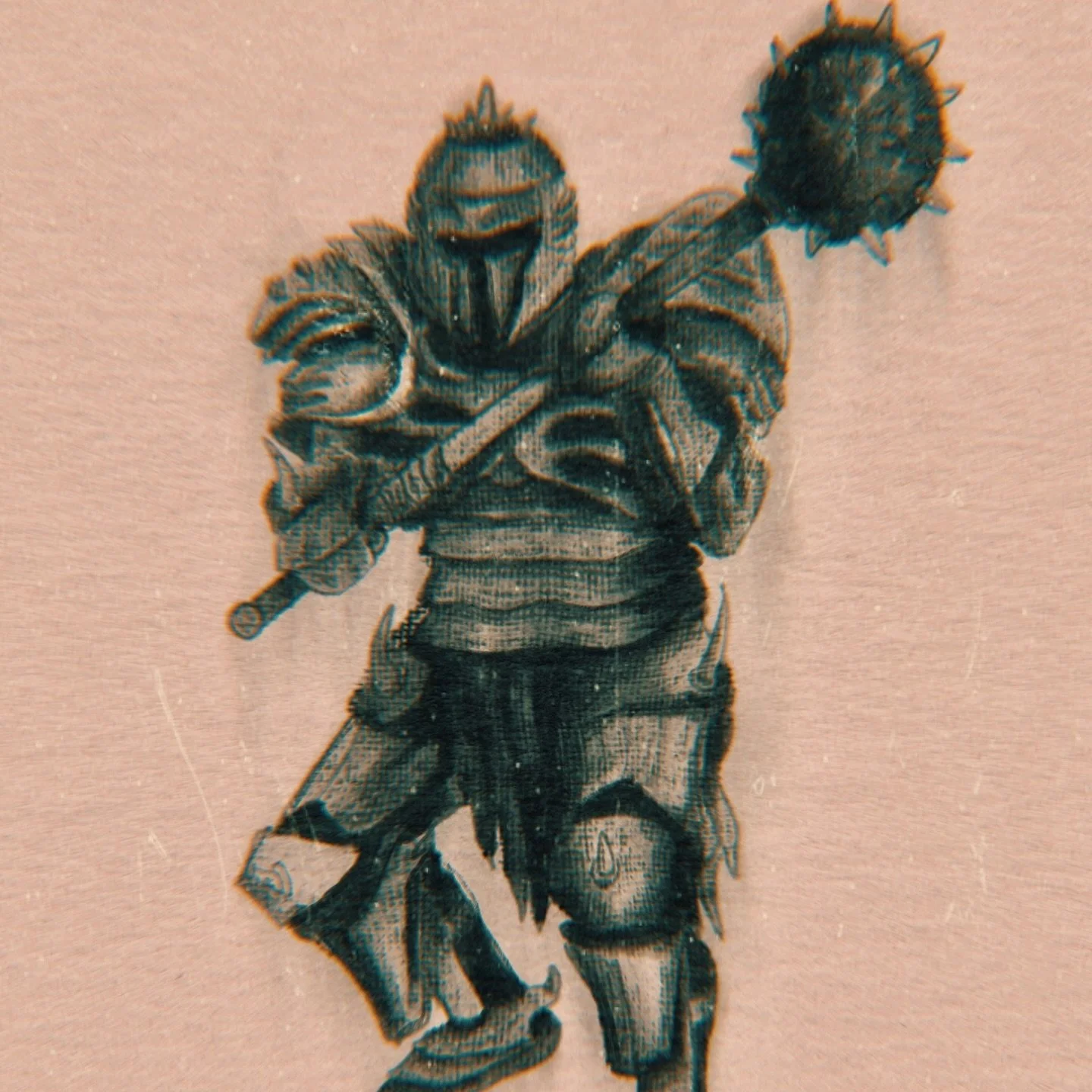 It&rsquo;s amazing how paper texture and the smear tool can just grunge the hell out of an illustration; also that mace must be heavy af #dungeonsynth #adobefresco #ipad #illustration #knight #plastiboo
