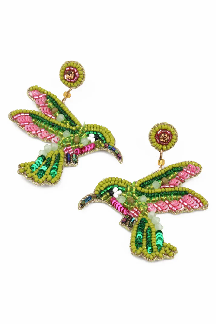 Hummingbird beaded earrings