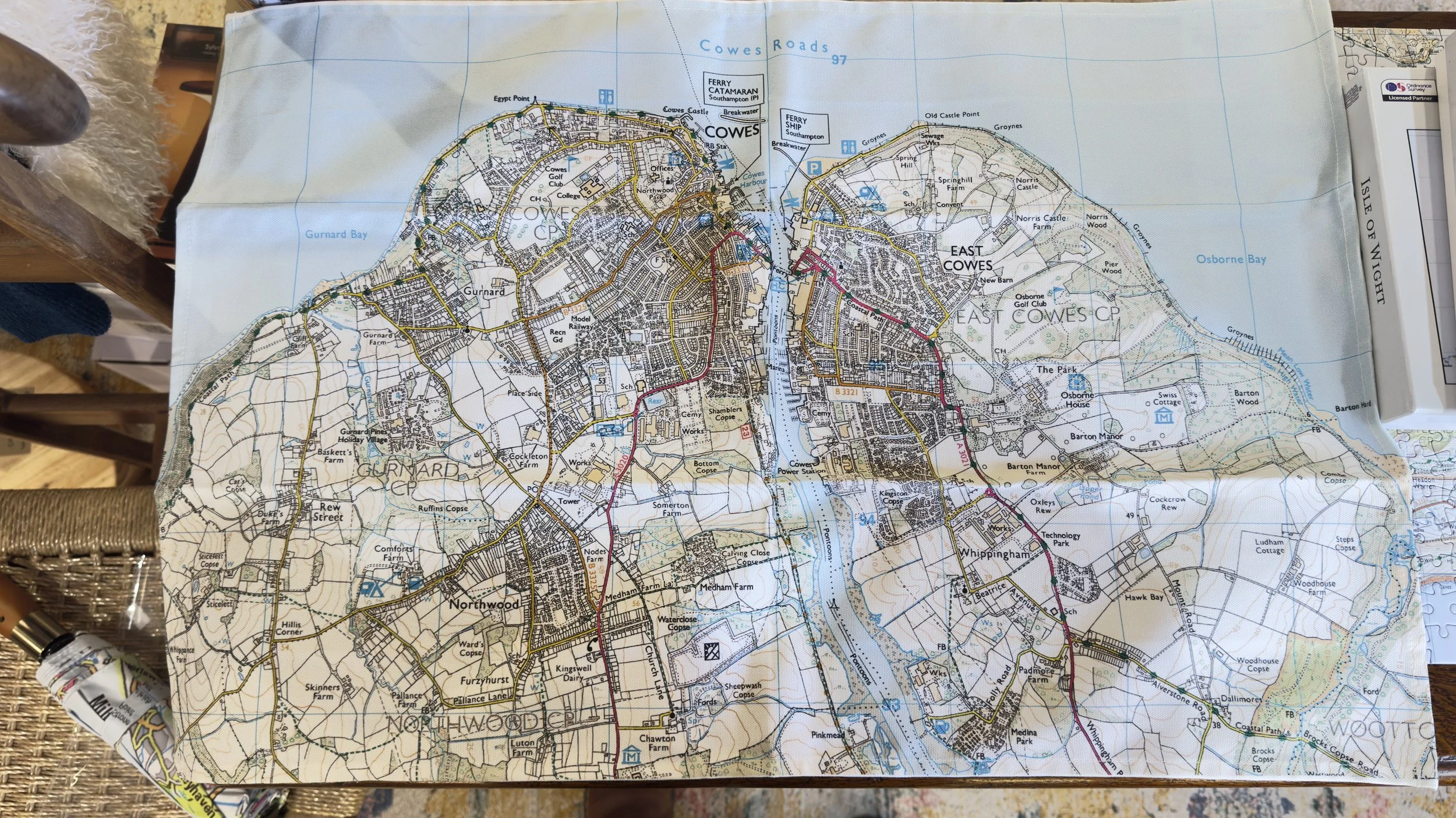 Ordnance Survey Tea Towel Cowes & East Cowes