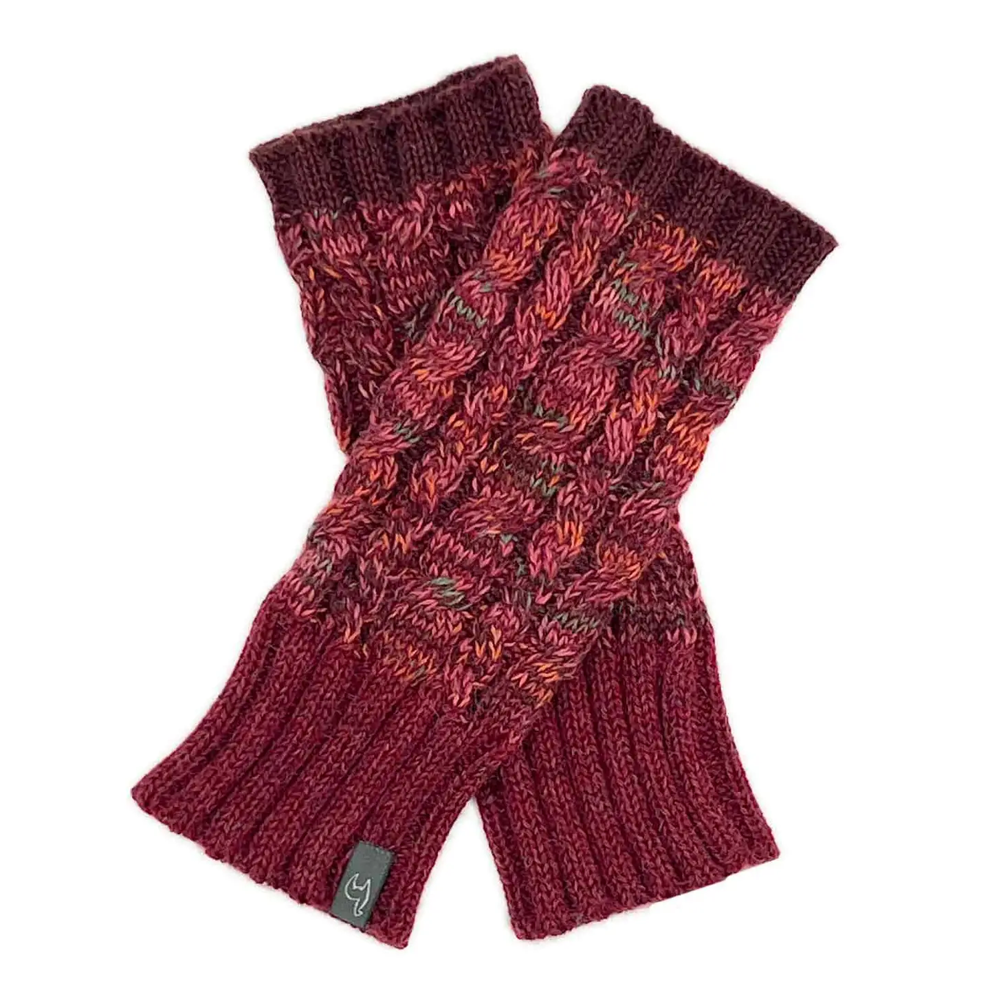100% Alpaca Fingerless Gloves - Scarlet