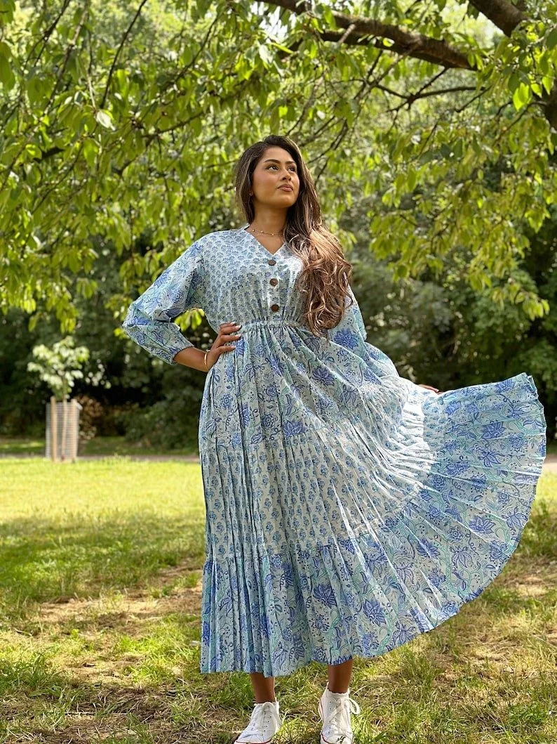 Patchwork Blue Pure Cotton Dress
