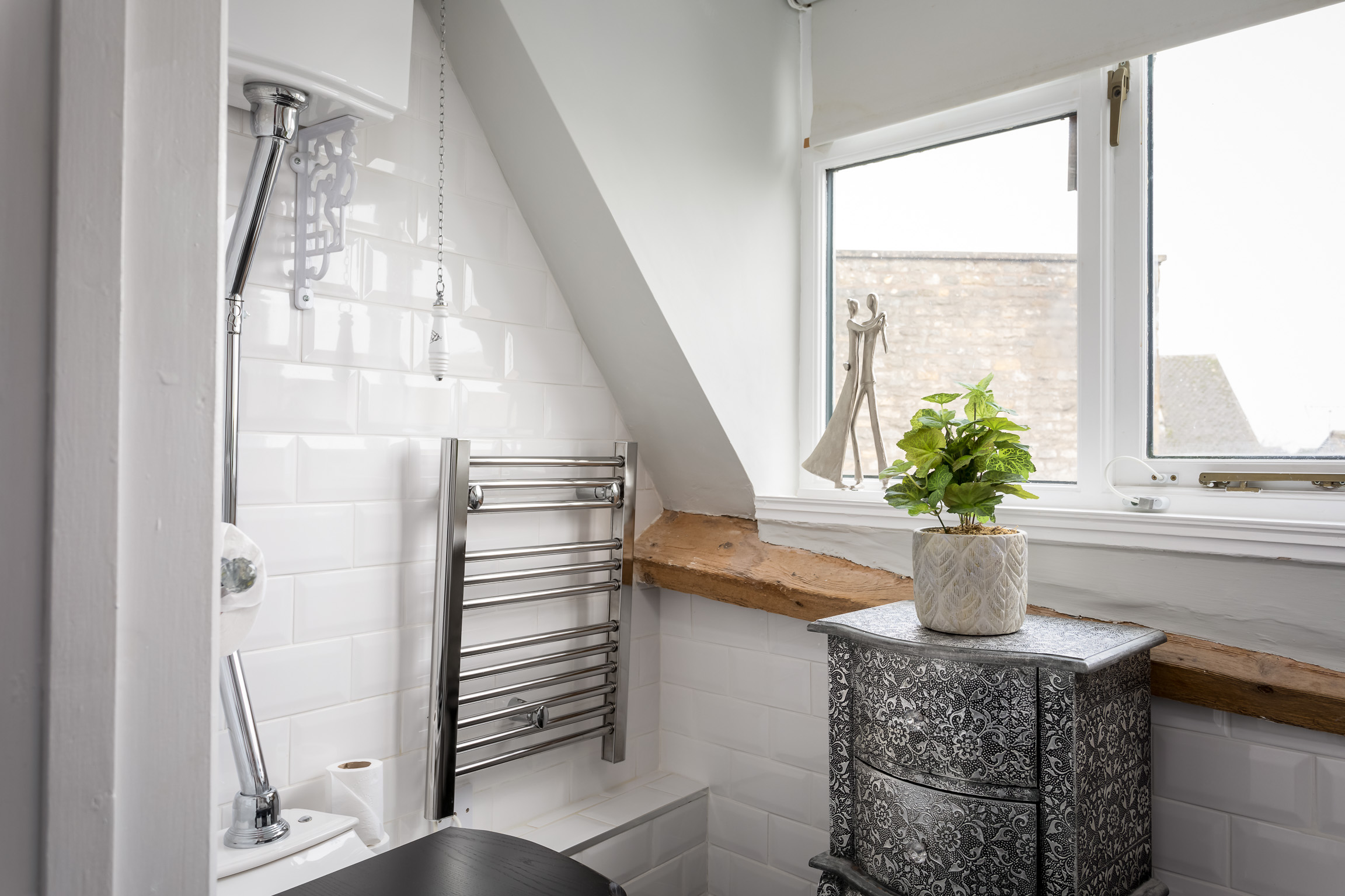Heated towel rail and a view