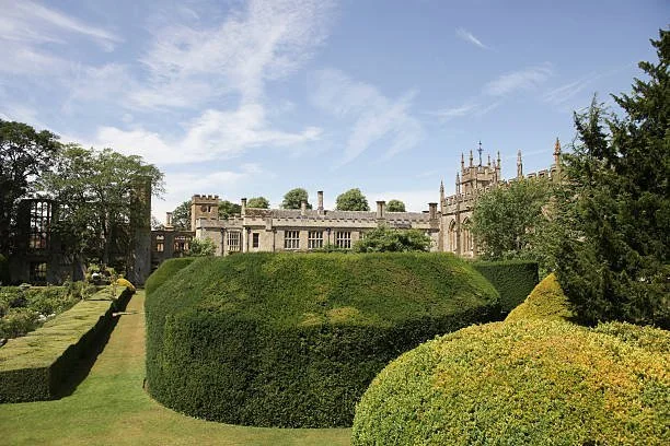A view of the beautifully manicured gardens and grounds at the historic Sudeley Castle