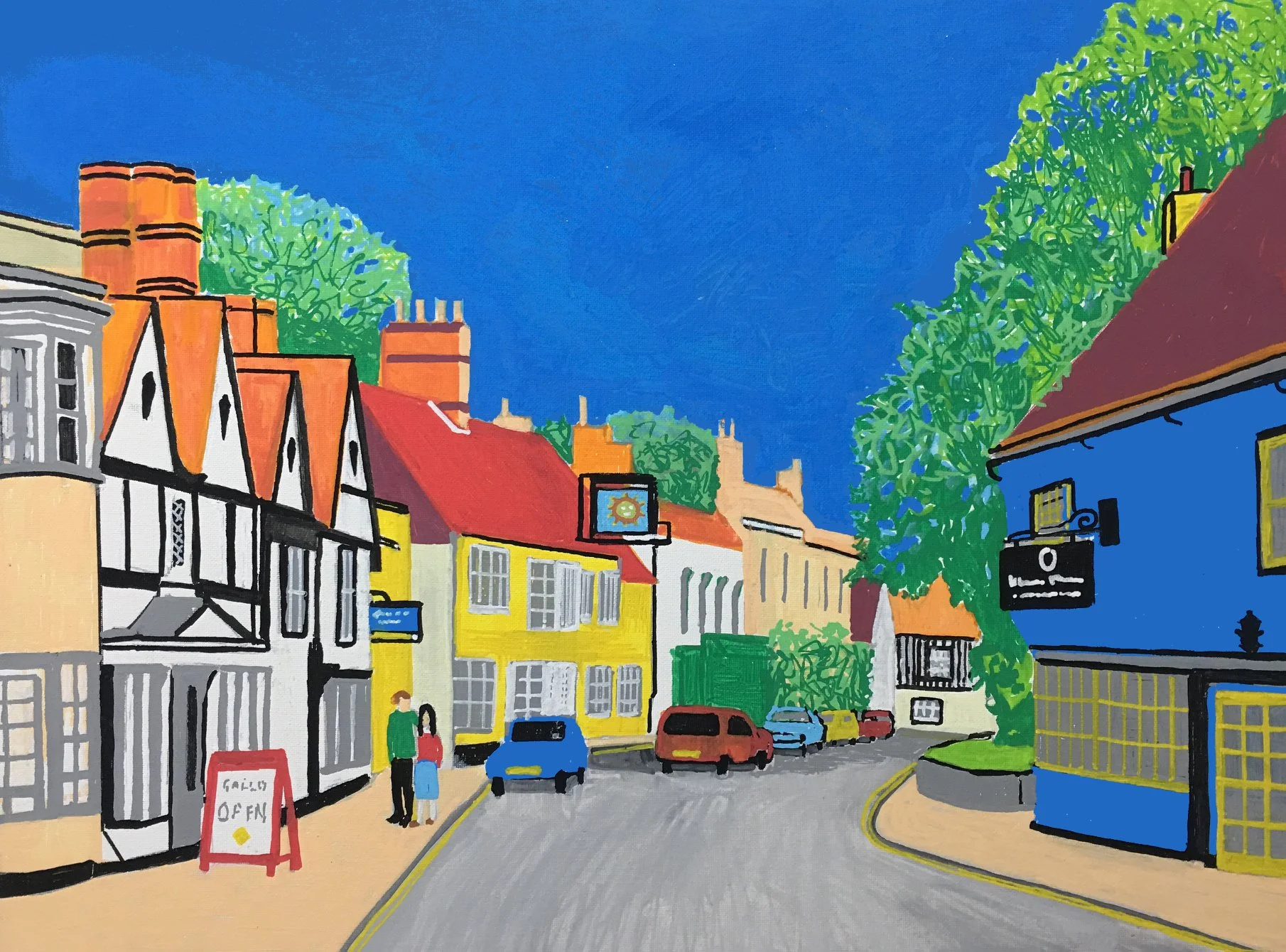 Dedham High Street, Acrylic Ink