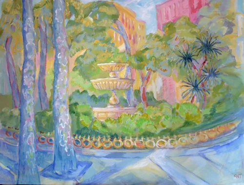 Plaza Trinidad , Acrylic on board, 92 x 123 cm