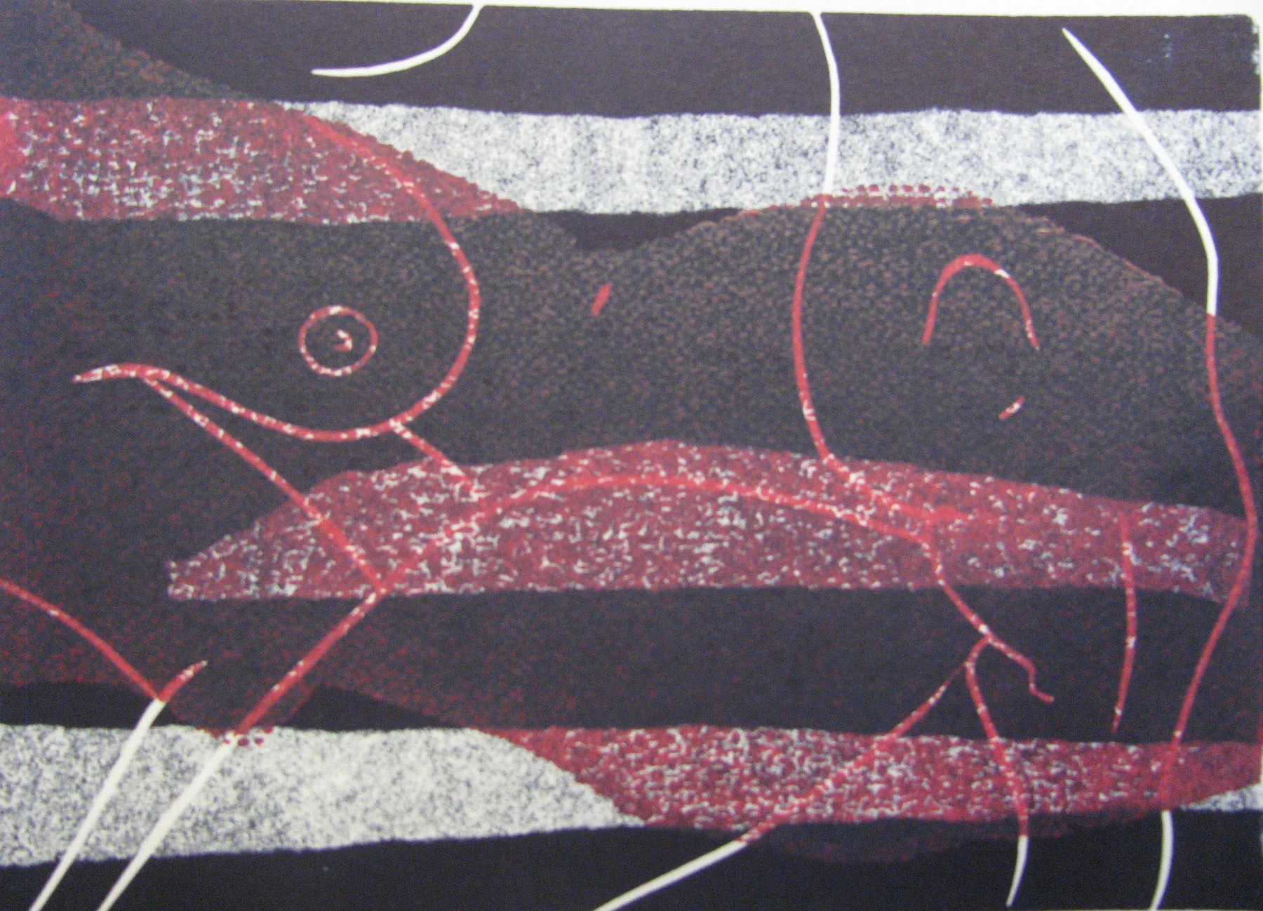 In the Pink , Linocut, 15 x 21 cm