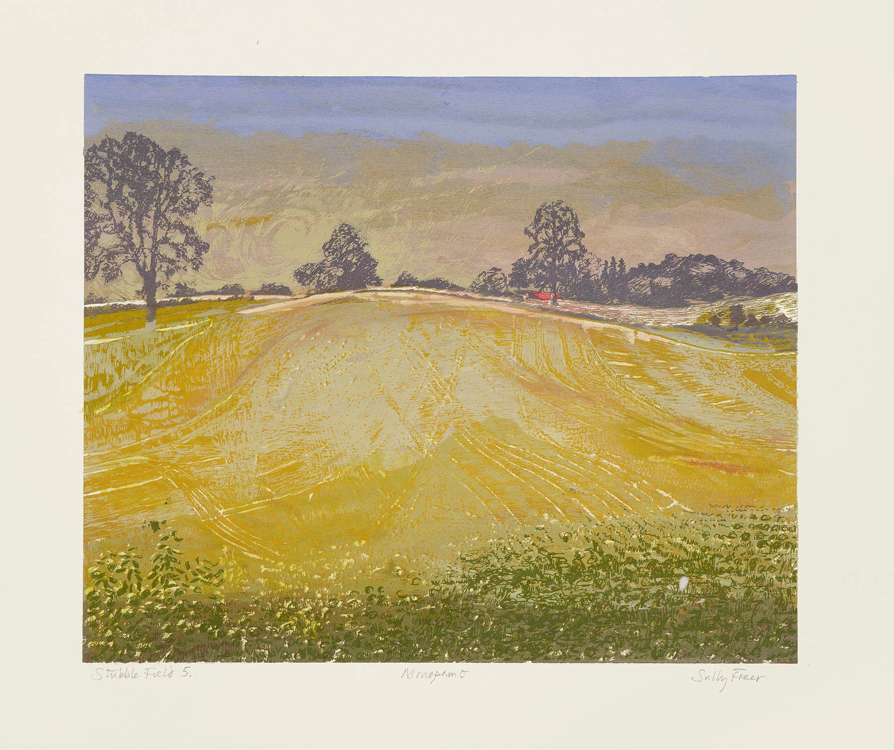 Stubble Fields , Screen monoprint, 38 x 46 cm