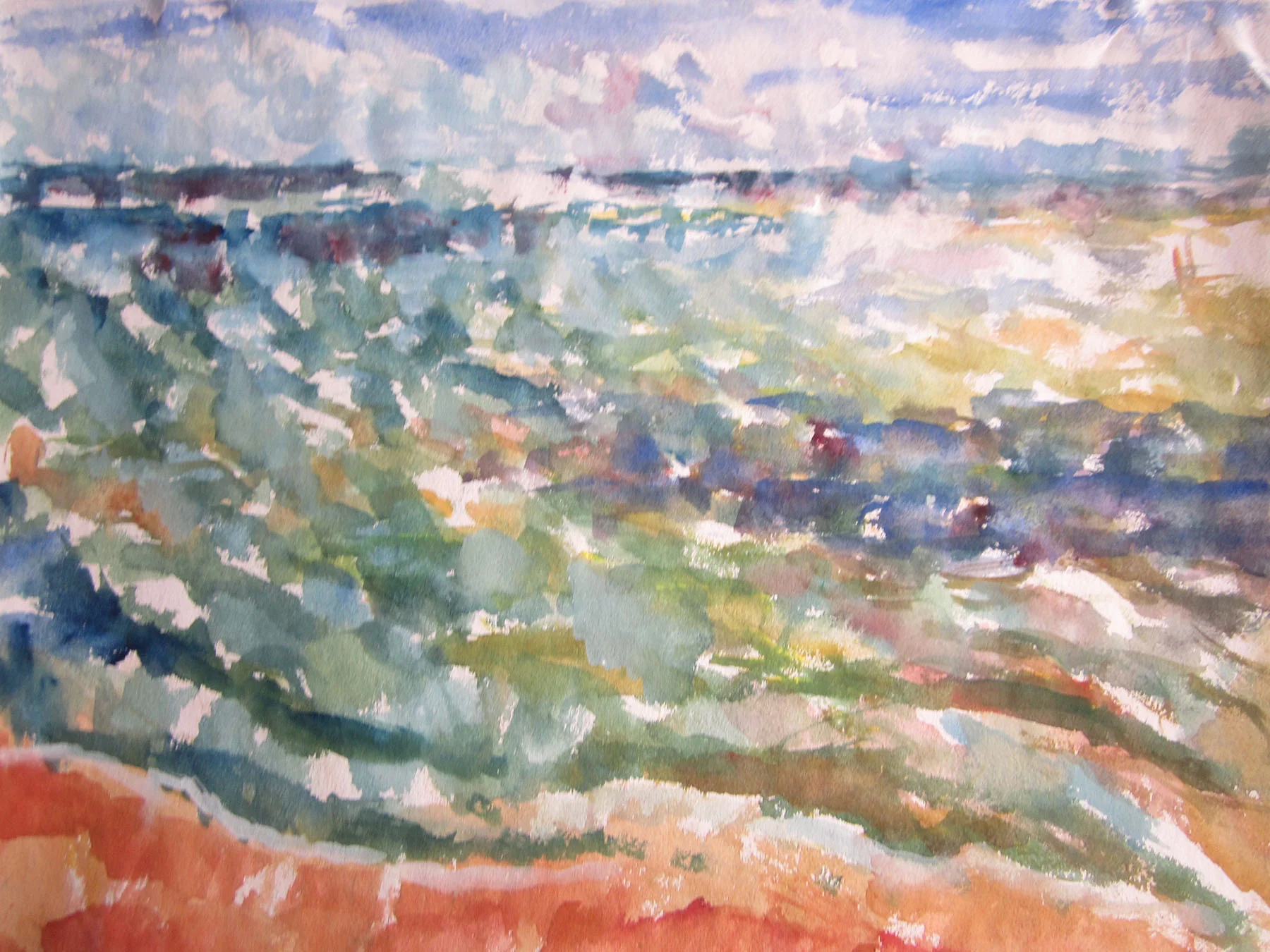 From the Beach Hut , Gouache, 33 x 44 cm