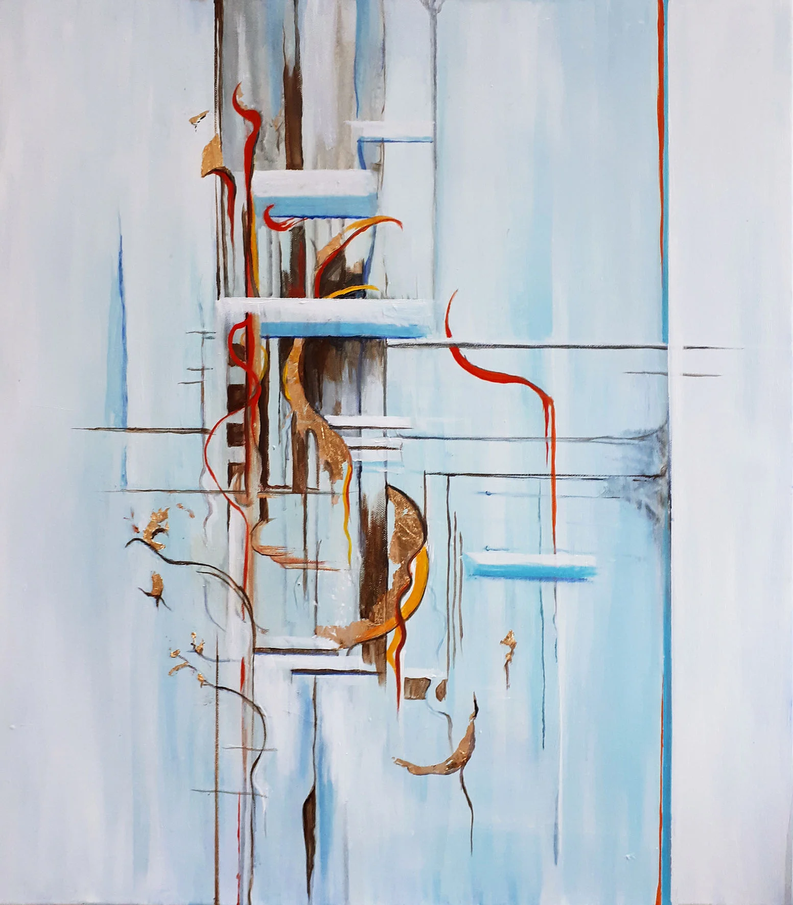 Besame Mucho completed , Acrylic and gold leaf, 70 x 60 cm