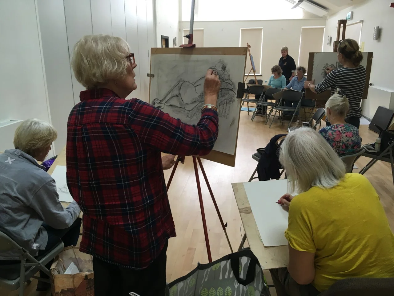 Layer Life Drawing, Photograph of group working, January 2019