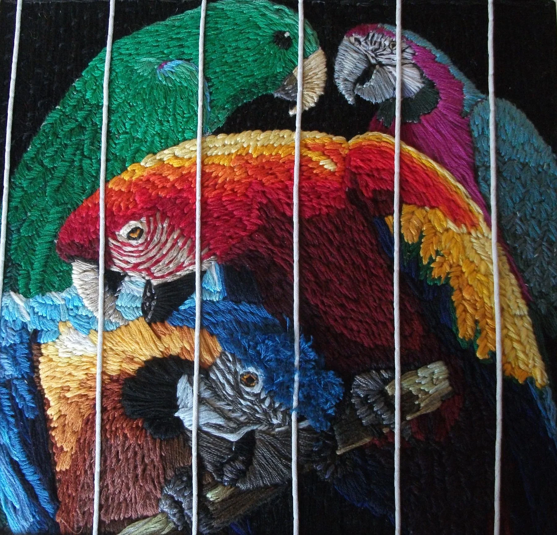 Caged Cacophany of Colour , Textile, 24 x 23 cm