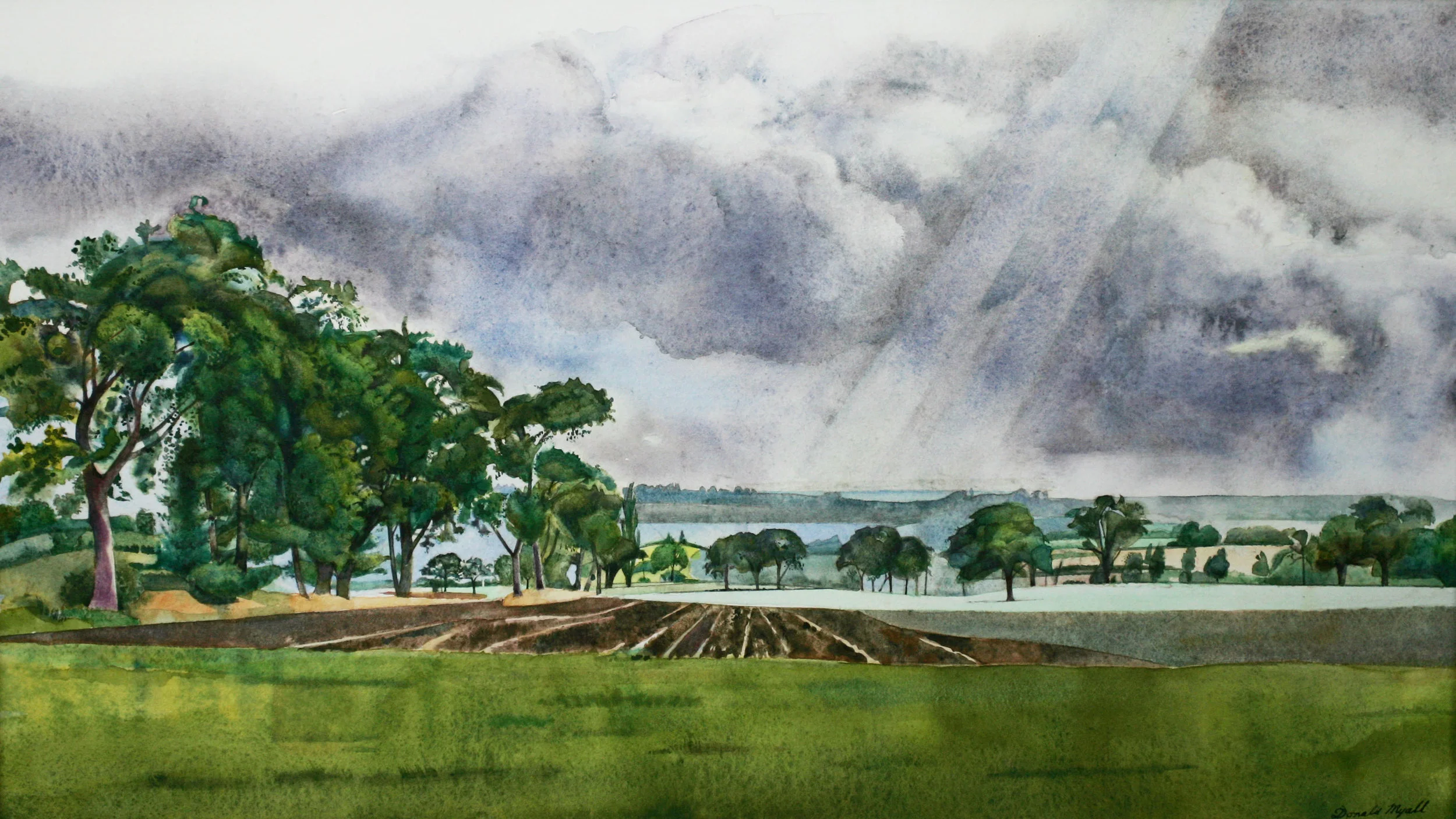 Landscape, Danbury, Watercolour, 26 x 46 cm