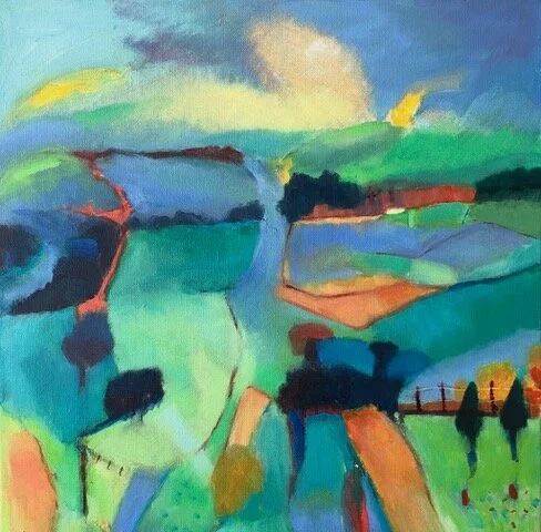 Dorset Landscape , Acrylic on canvas, 30 x 30 cm