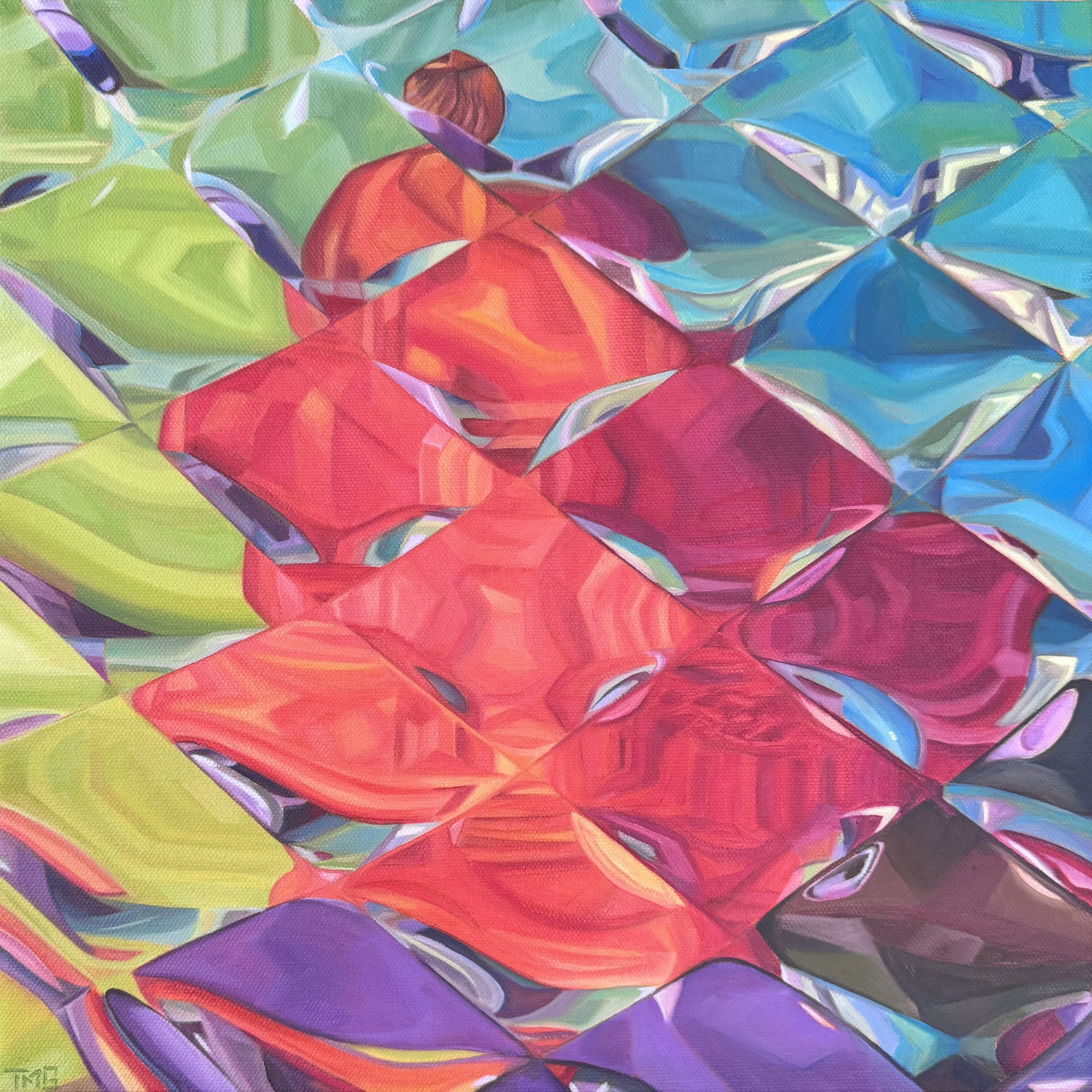 I'm Just A Pear, Standing Behind A Glass, Asking You To Love Her, 14” x 14”, Oil on Canvas, ©2025