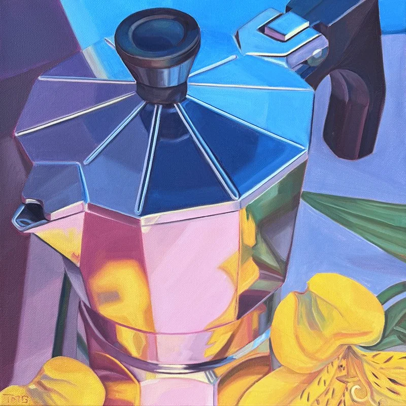 Coffee First. Everything Else Second!, 14” x 14”, Oil on Canvas, ©2025