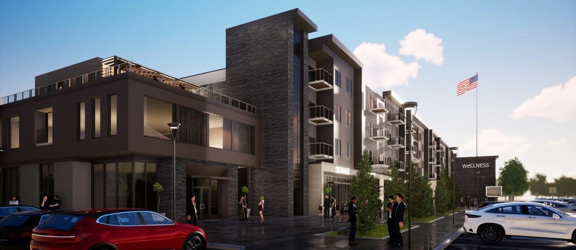 Concept Design: Asguard-A modern multifamily and mixed-use community designed with integrated wellness and resident amenities.