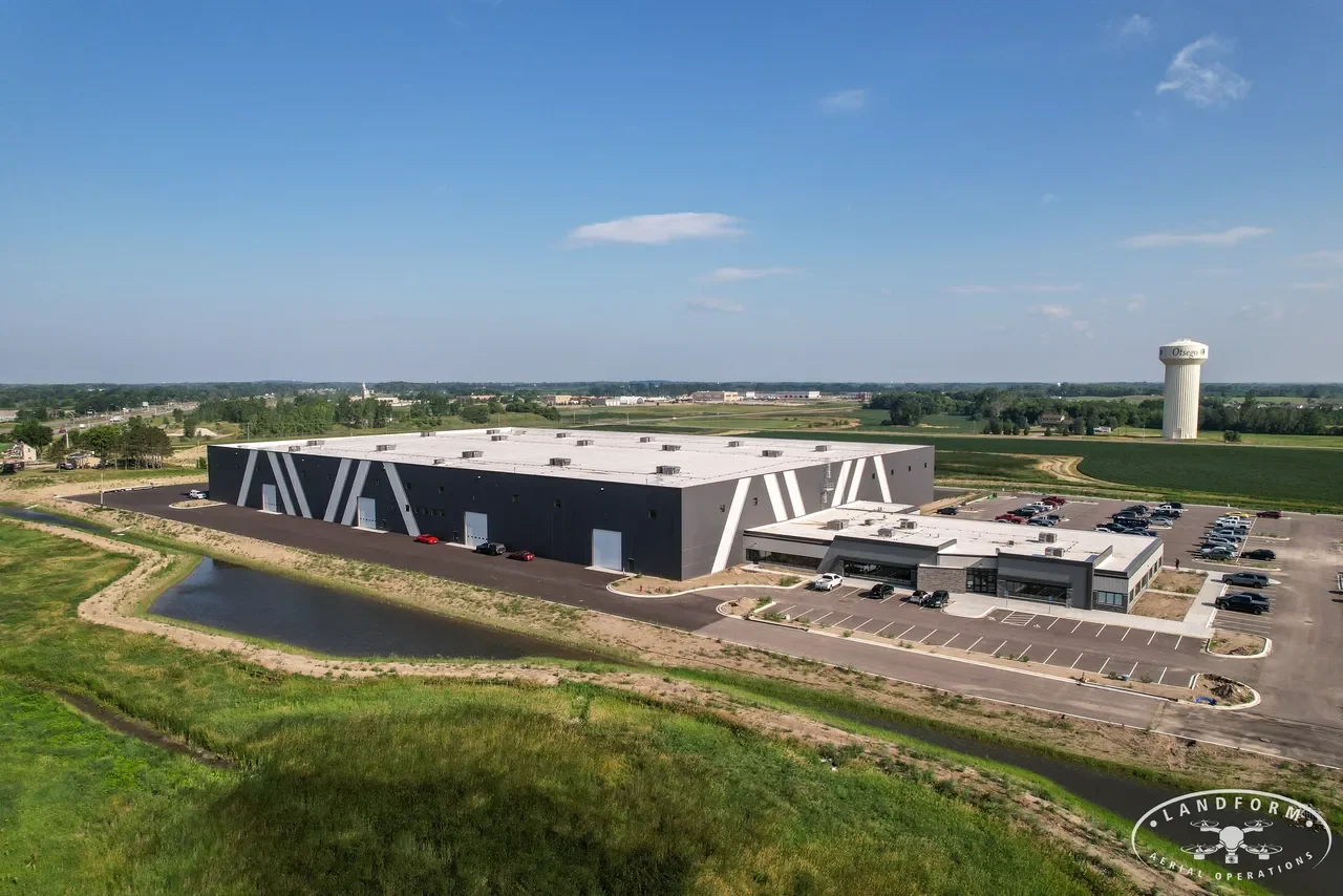 Aerial view of AVA Modular Factory in Albertville in MN