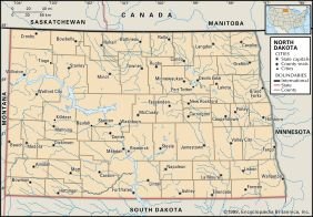 North Dakota service area map showing major cities and boundaries