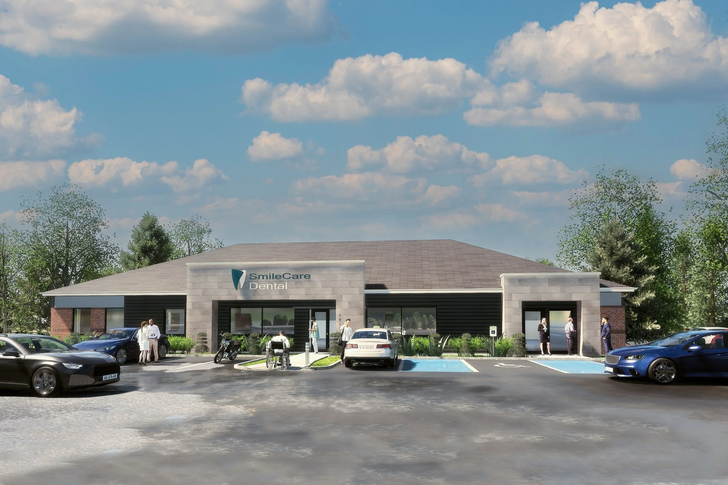 Exterior rendering of Smile Care Dental in Fargo ND