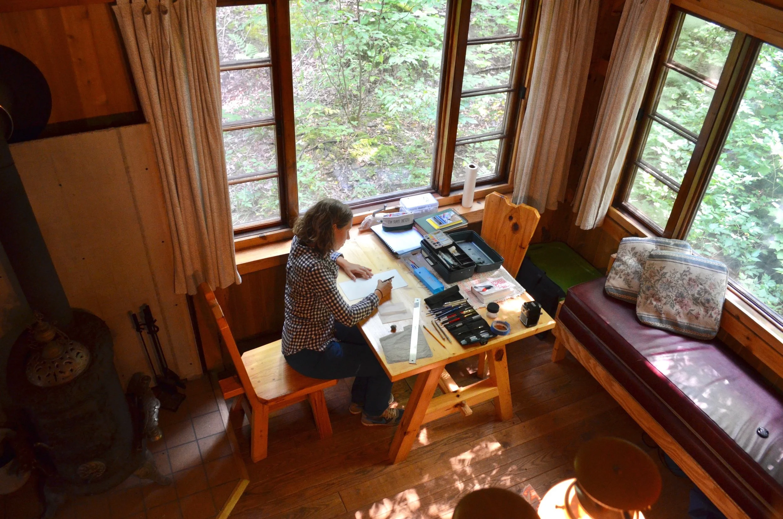 Inside the Artist-in-Residence Cabin