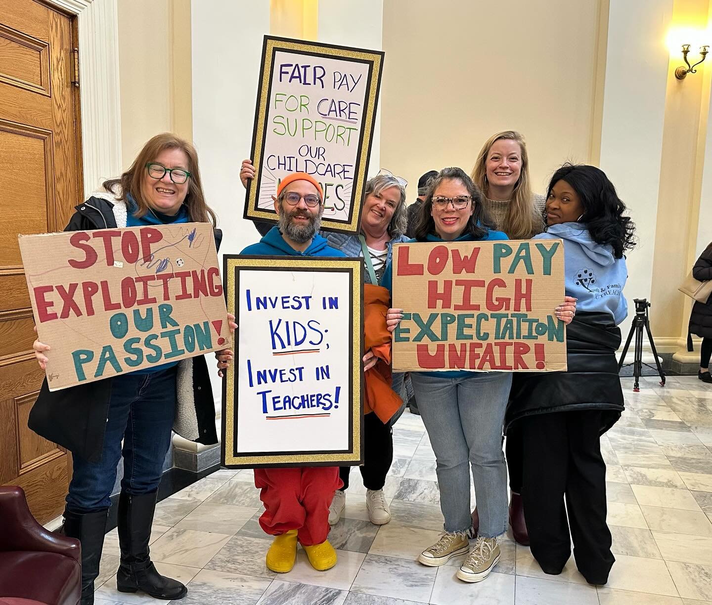#yfoutreachme staff and many other educators joined us at the state house today to protest budget cuts to #earlychildhoodeucation Many more were with us in spirit due to not being able to leave work. Child care is the workforce&rsquo;s lifeline, if w