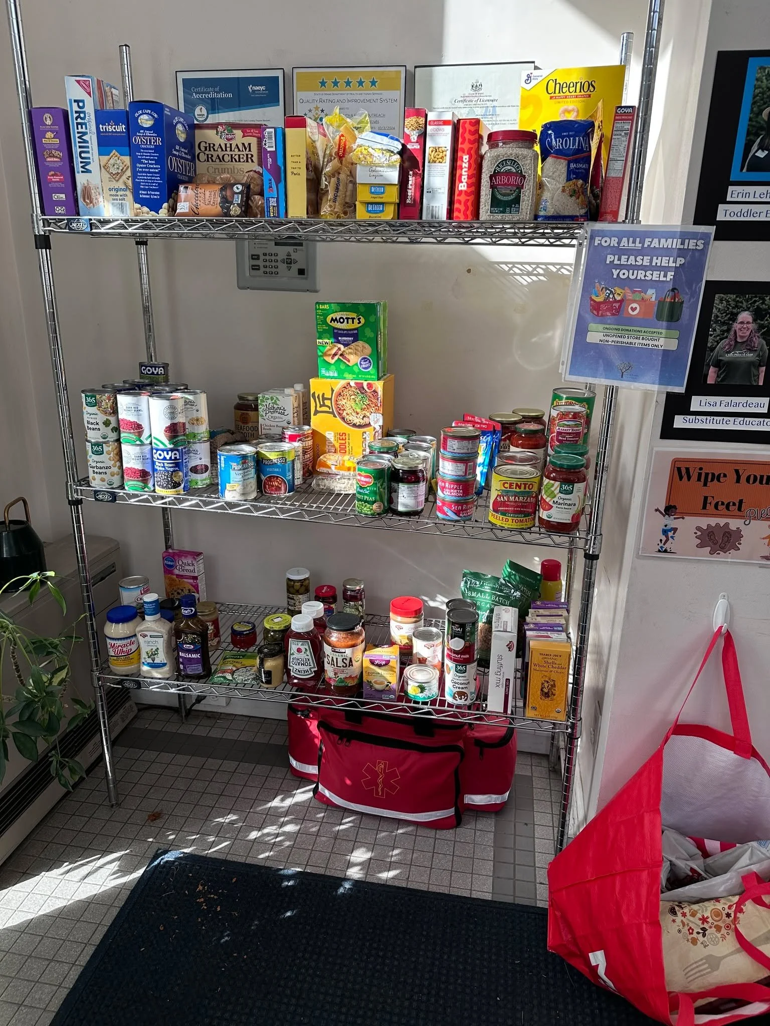 Thanks to all the recent donations we are able to open the food pantry! This will be ongoing while SNAP benefits are suspended. 

Our goal is simple &mdash; to make sure all families in our community have food for their table. The pantry is stocked w