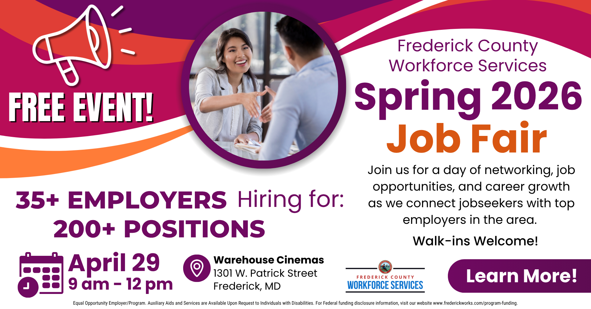 FSCW Spring 2026 Job Fair. April 29, 9am - 12pm. Learn more.