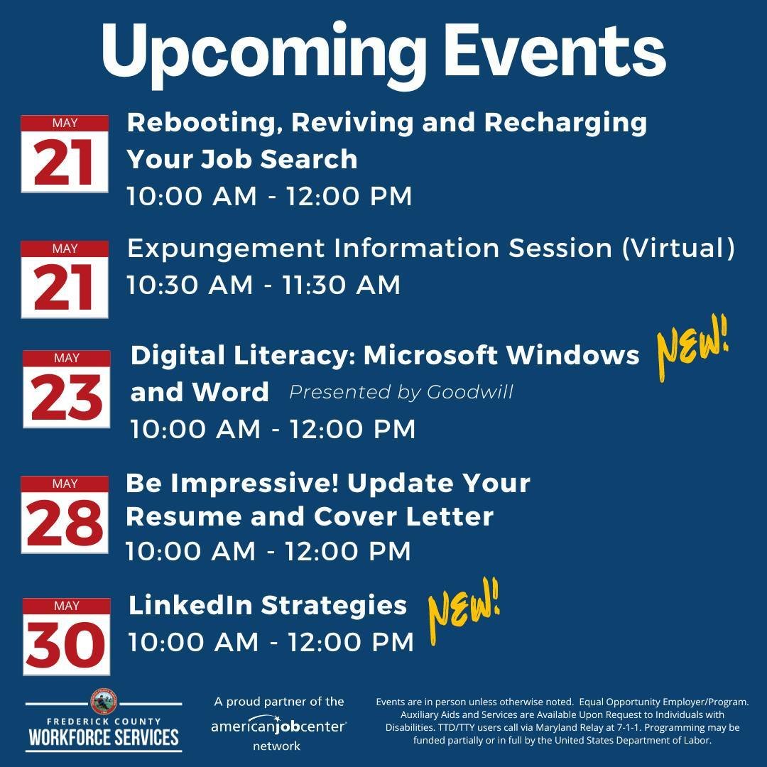 📅 Have you taken advantage of our wide range of classes and workshops tailored to drive your career onward? Whether you're looking to refine your job search tactics, optimize your social media presence, or refine your resume, we have what you need. 
