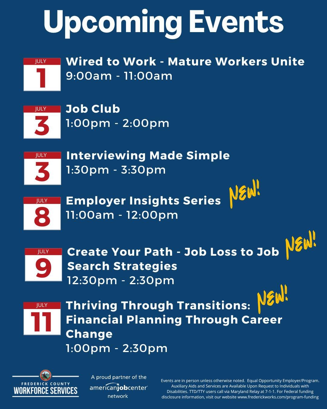 Are you looking to sharpen your skills, change careers, or navigate a recent layoff?

Whether you&rsquo;re preparing for your first job, reentering the workforce, exploring a new career path, or seeking support after a job loss&mdash;we&rsquo;re here