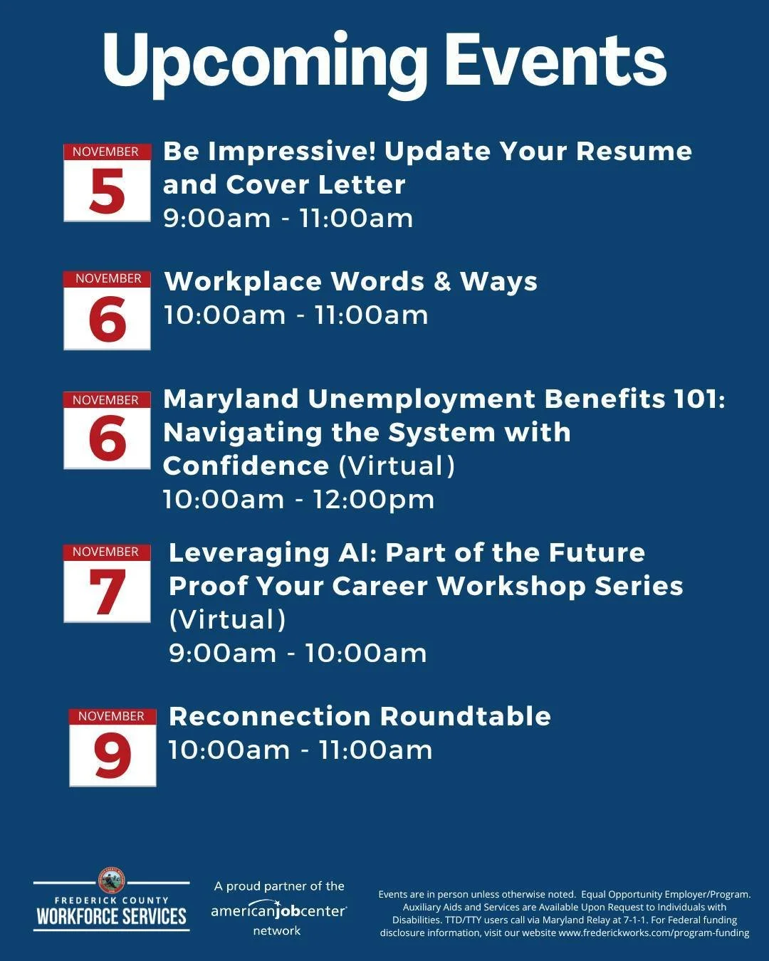 Are you looking to sharpen your skills, change careers, or navigate a recent layoff?

Whether you&rsquo;re preparing for your first job, reentering the workforce, exploring a new career path, or seeking support after a job loss&mdash;we&rsquo;re here