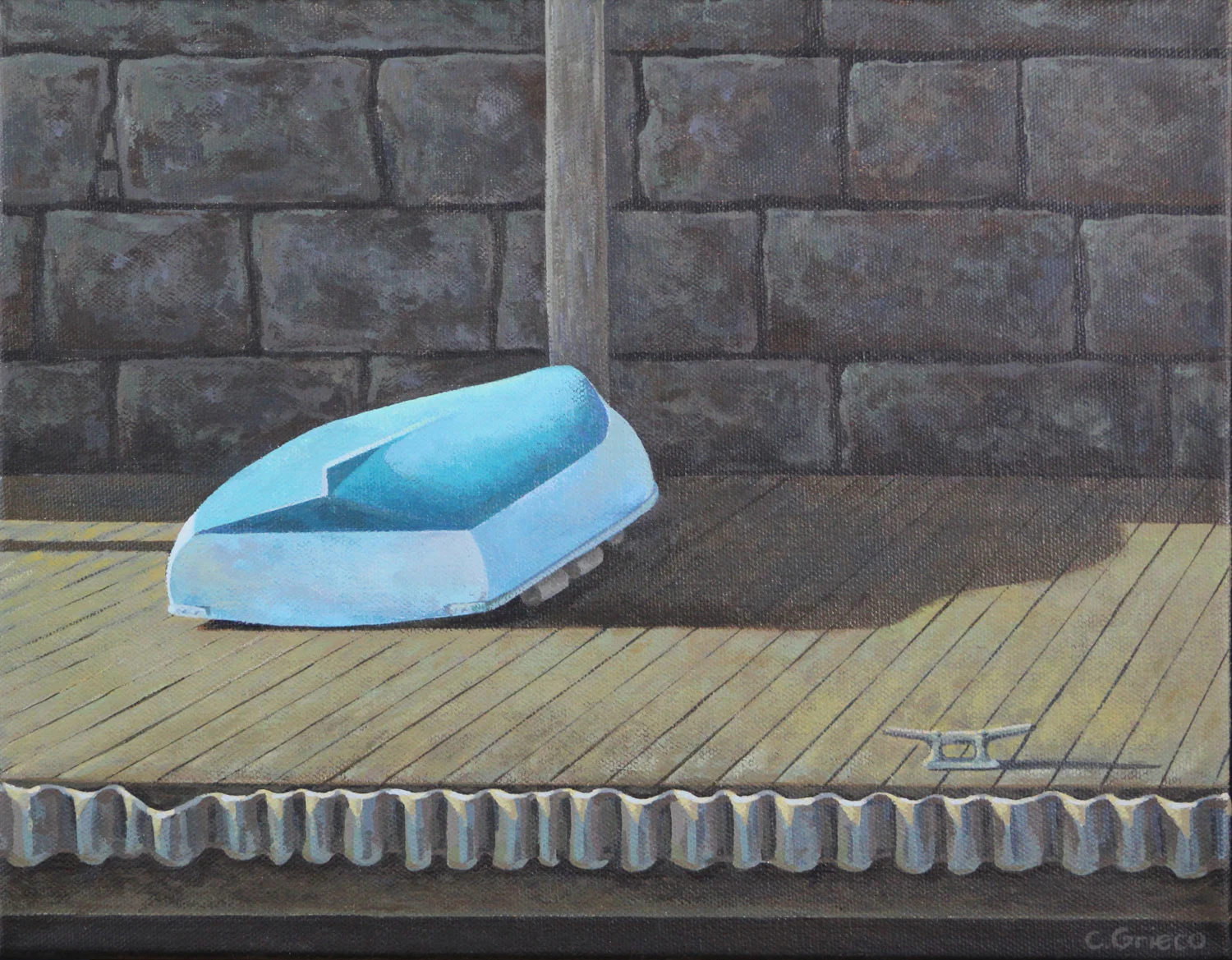 Blue Boat Pepperrell Cove Painting