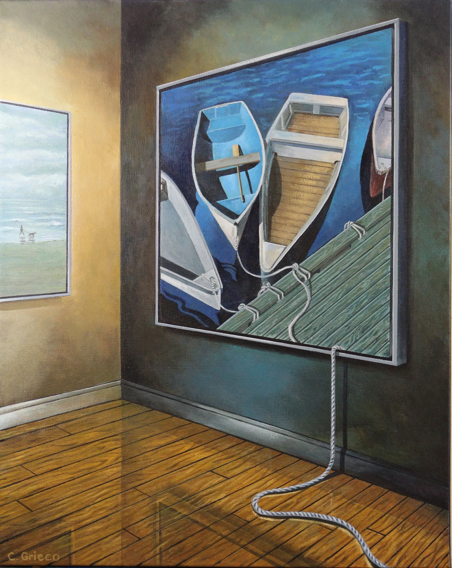 Boats at the Dock - Surrealism Painting