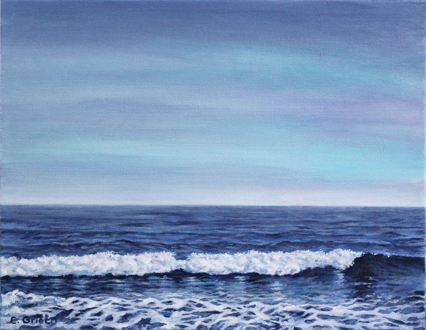 Painting of Rolling Blue Wave York Beach