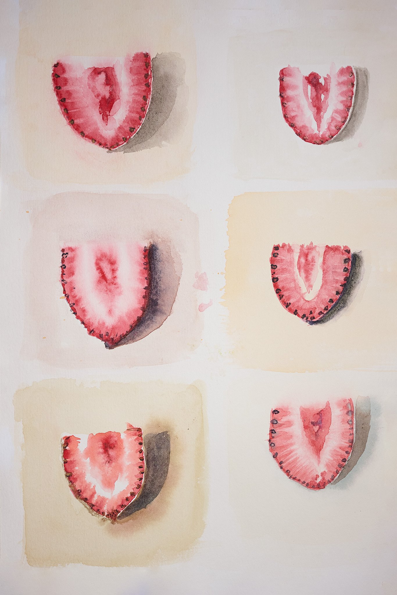 Curious Strawberries Watercolor Painting