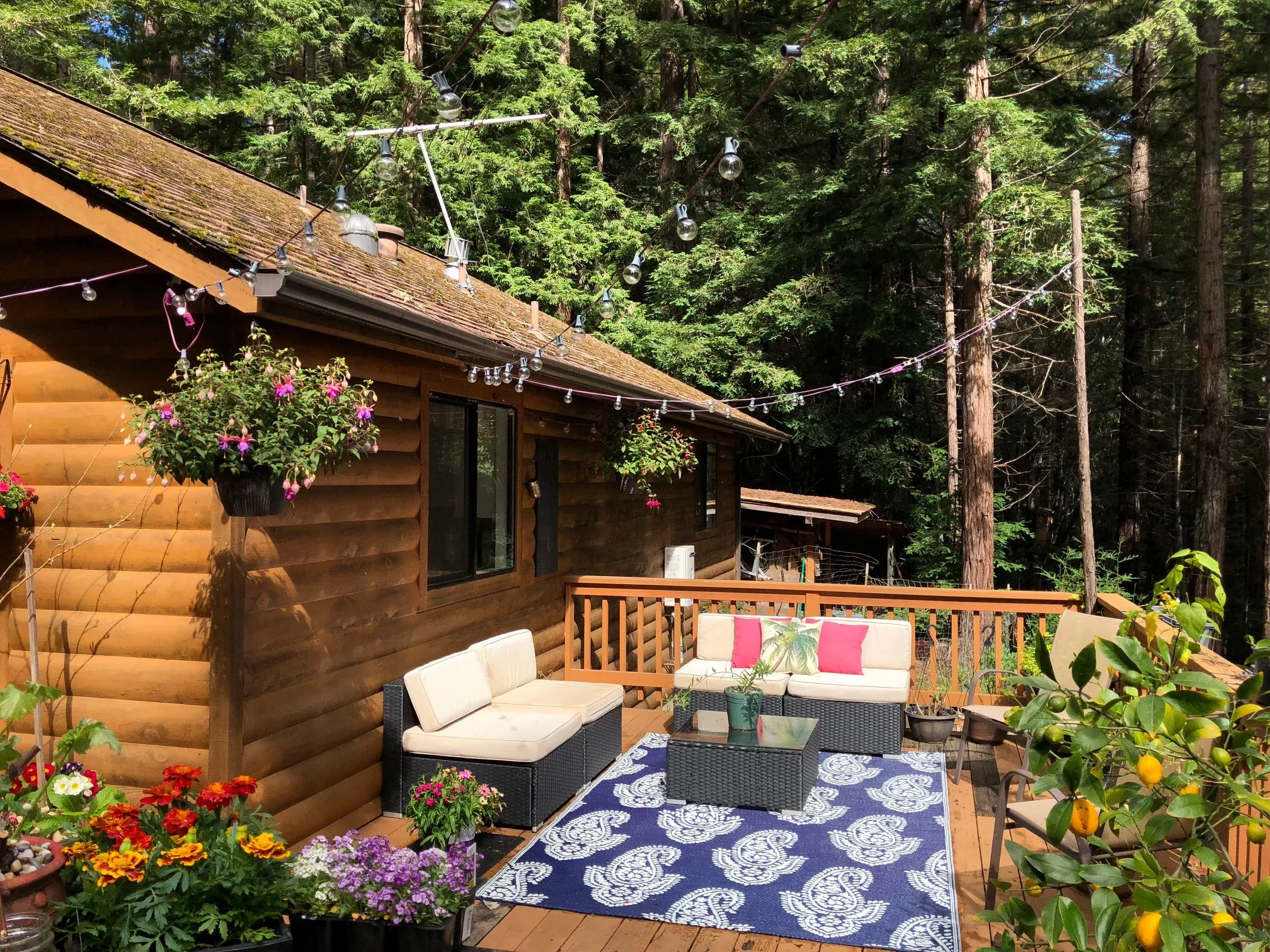 Deck on a cabin for sale in Philo, CA