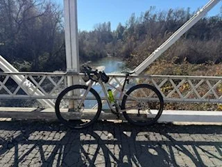 Bike leaning on a bridge