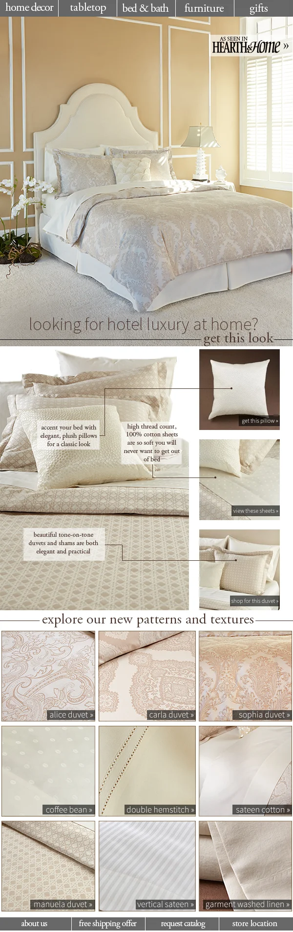 Ivory Company Portuguese linen bedding email design
