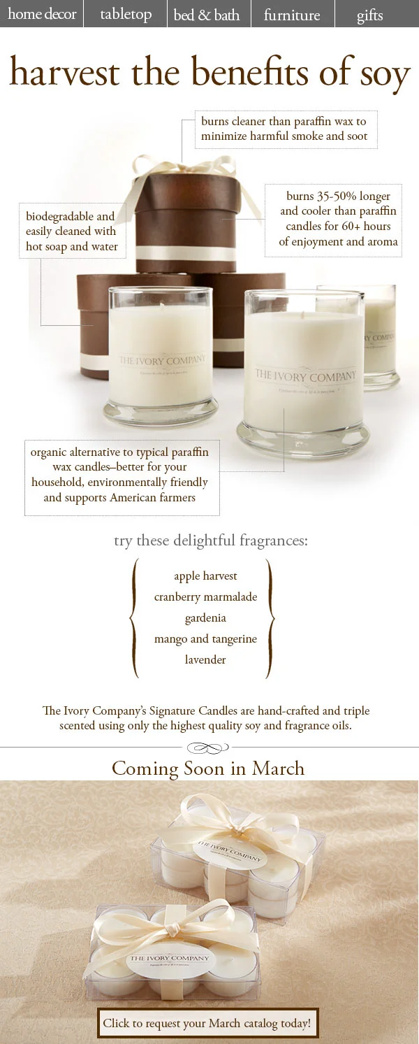 Ivory Company soy candle line email design